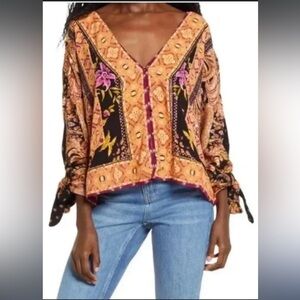Free People Small Catch Me If You Can Kimono / Tunic in Dark Combo Long Sleeve